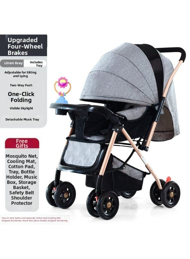 عربة طفل واحدة ثنائية الاتجاه-تواجه الوالدين والعالم ، امتصاص الصدمات ممتازة ، مظلة ومقعد كبيرة للغاية ، ووضع قابل للاستلقاء والجلوس ، يد واحدة سهلة الطي ، سلة تخزين واسعة ، سهلة التفكيك والتنظيف - Image 4